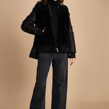 24065 giubbotto in nylon e pelliccia 24065350 NERO milaura 