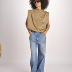 blousa con arriccio TSH0737IDRIS BEIGE VERT BEI4723S soeur 