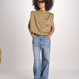 blousa con arriccio TSH0737IDRIS BEIGE VERT BEI4723S soeur 