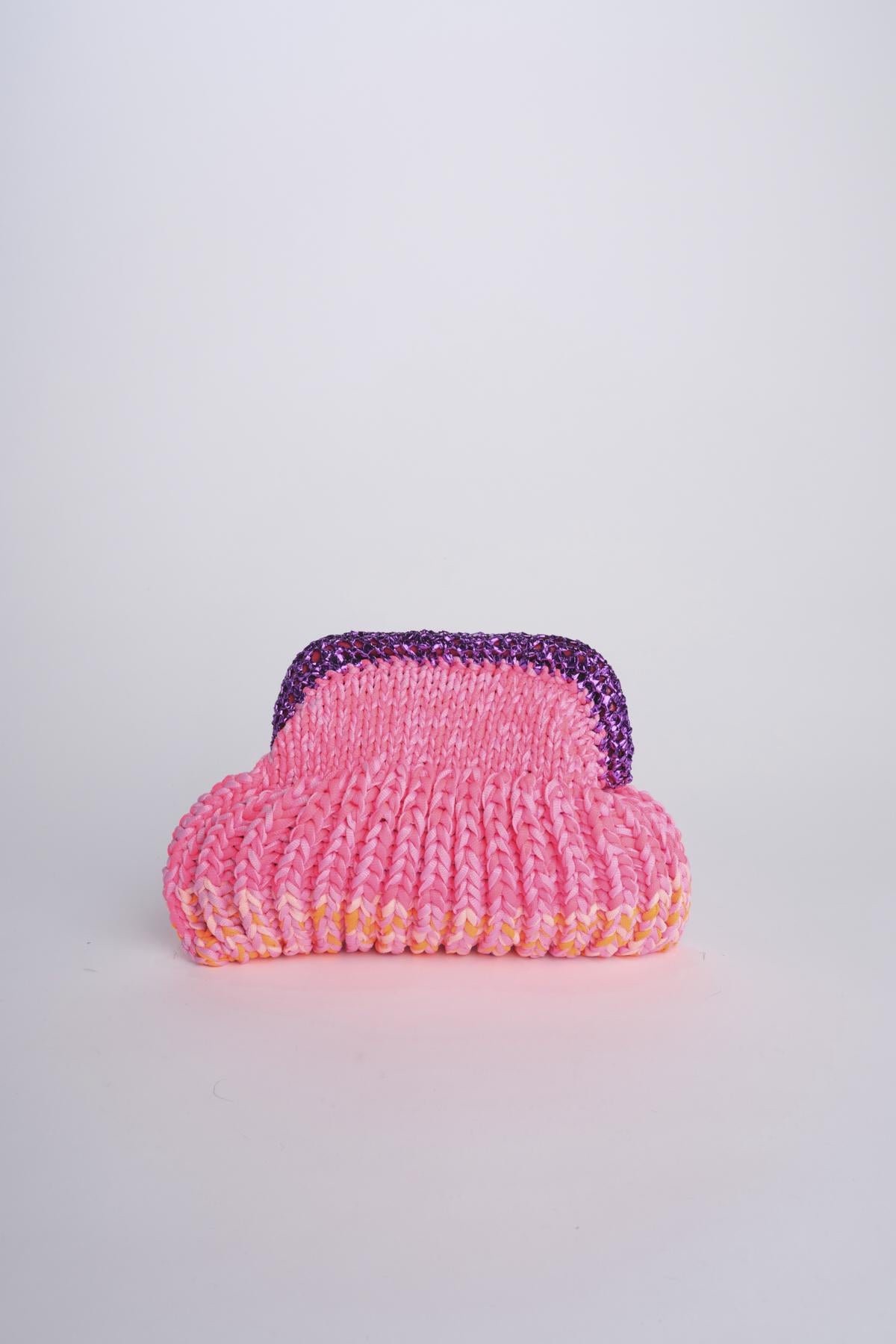 SIS cluctch bag uncinetto multicolor SIS FUXIA/ARANCIO nadia dafri 