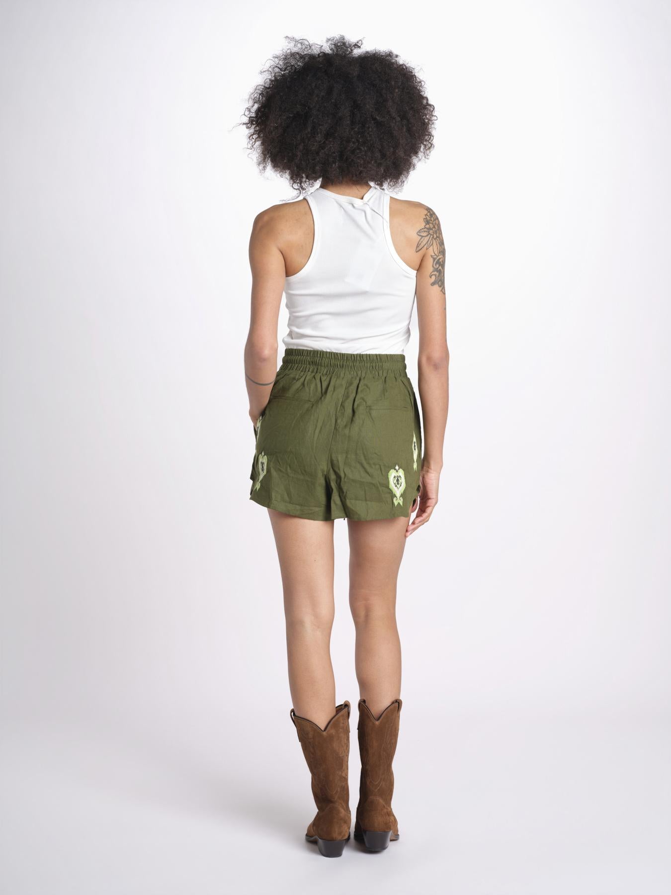 short con ricamo cuori 344171 GREEN L0013 farm rio 