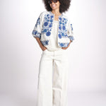 giacca con fiori ricamati GRETA JKT 747215 ECRU mabe 