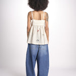 top a righe con fiorellini ricamati 1WS-58S BEIGE.WHITE STRIPES payal pratap 