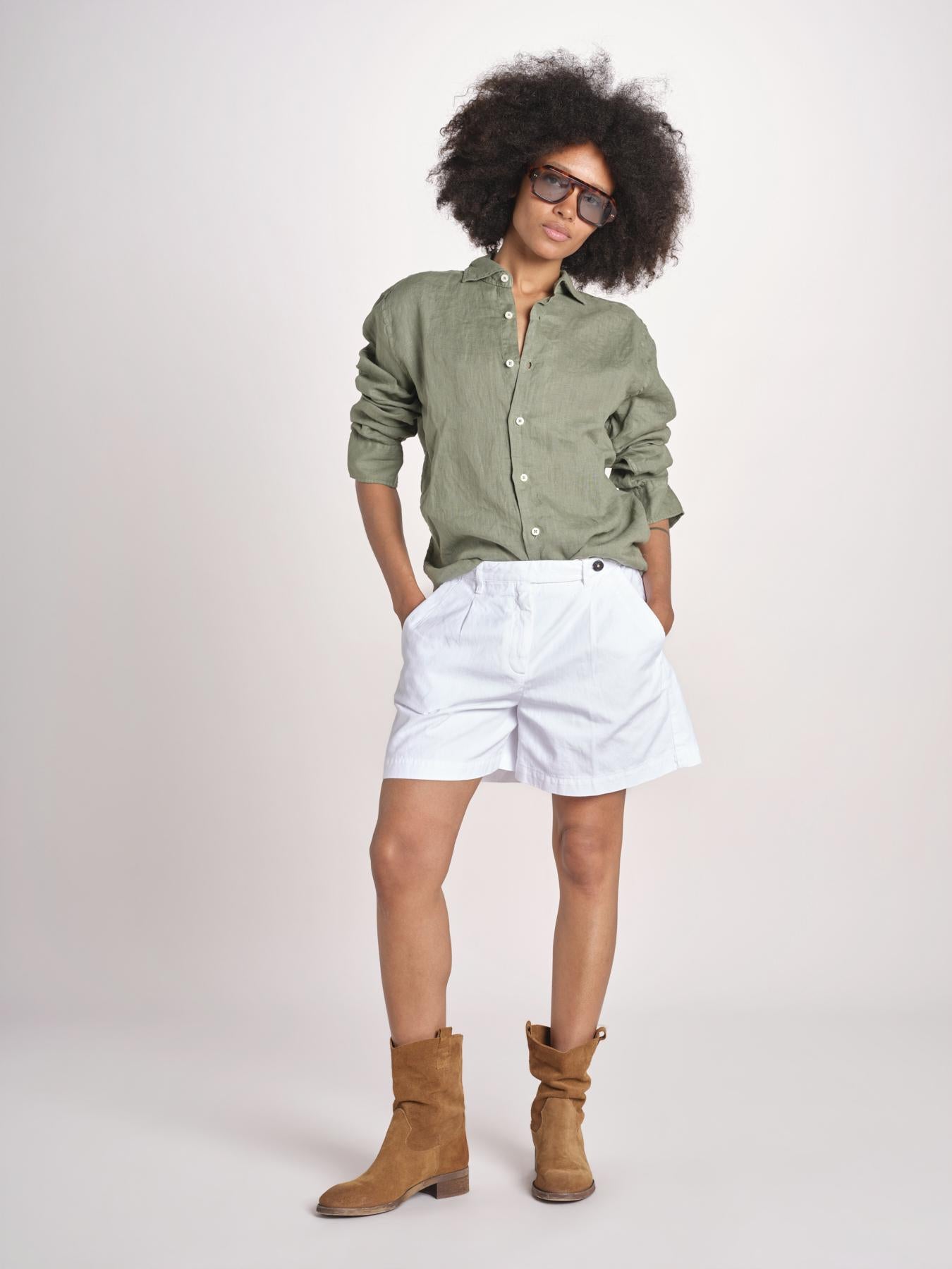 Camicia maschile in lino M012 655 MILITARE milaura 