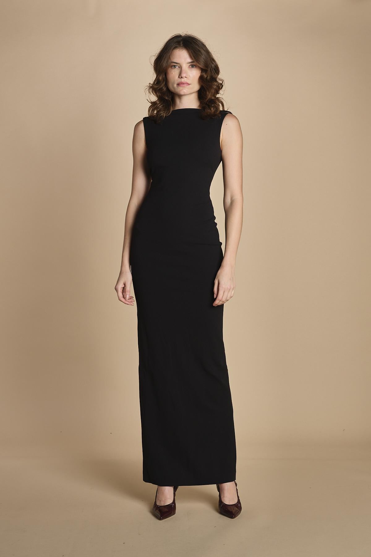 maxidress con scollo a barca e schiena nuda IMOGEN BLACK solace 
