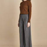 pantalone con pinces in vigogna e stasca sul retro MONIQUE 689923 50 quelledue 