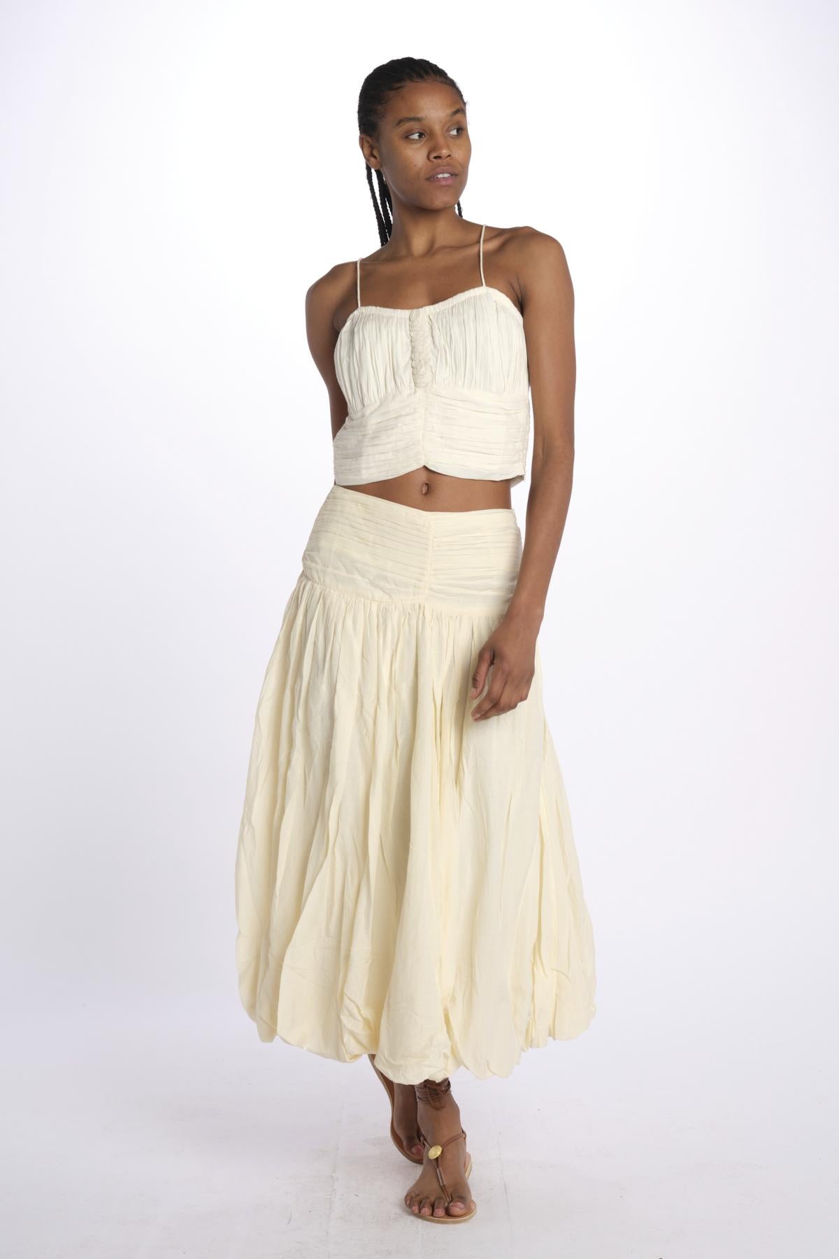 Gonna lunga pieghe CHERRY SKIRT ANTIQUEWHITE scarlett poppies 