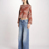 camicia m/l piu ricamo fiorellini 113 BROWN sea ny 