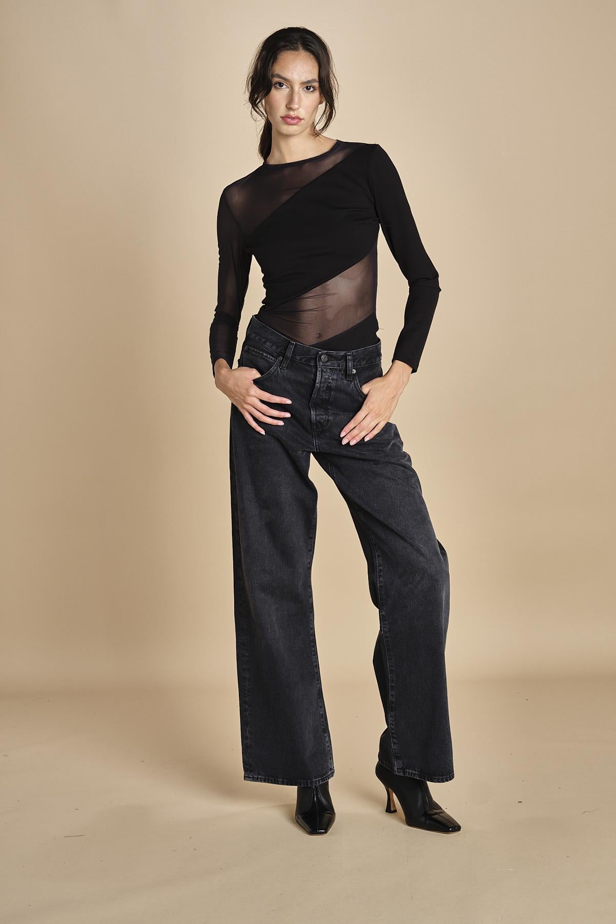 body manica lunga con banda obliqua STARSTRUCK BLACK undress code 