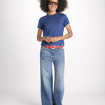 t-shirt girocollo manica corta in cotone organico WTEE03 520 INDIGO merz b 