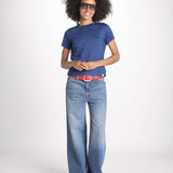 t-shirt girocollo manica corta in cotone organico WTEE03 520 INDIGO merz b 
