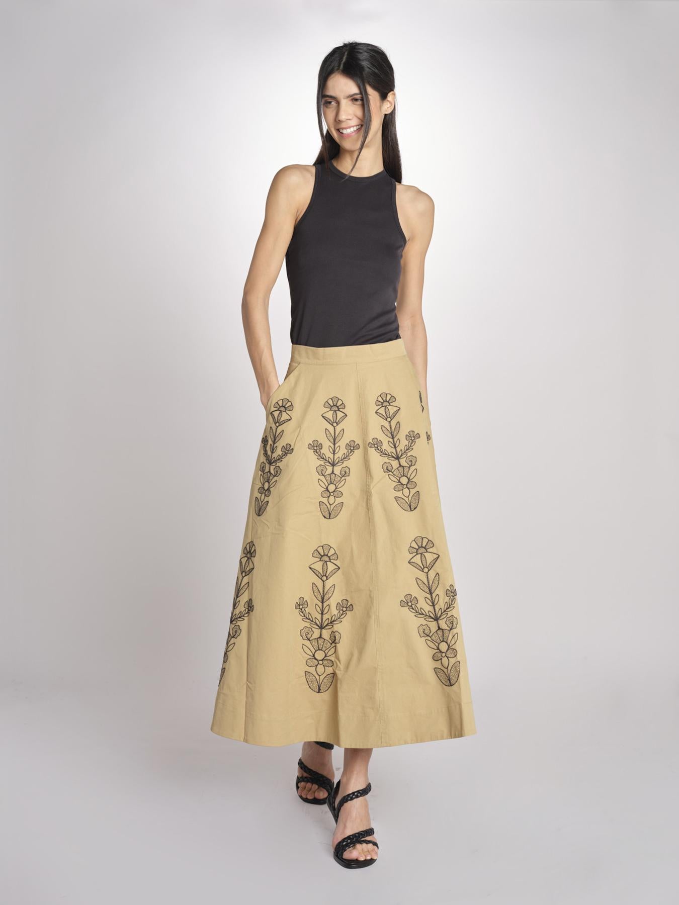 Gonna con ricami MARIA SKIRT MARIA1SKI BEIGE antik batik 