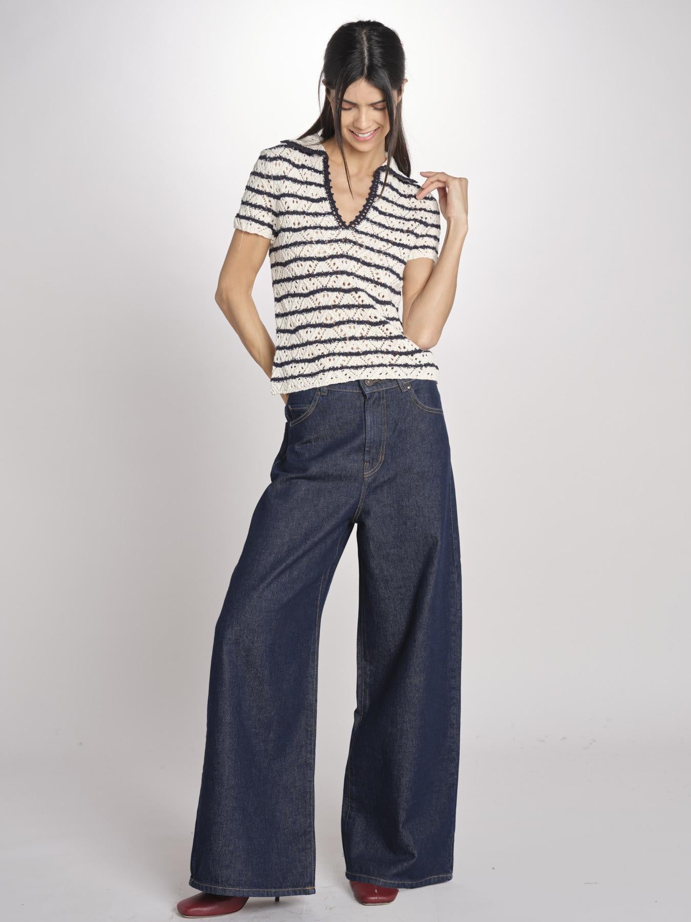 Top crochet GILLIS 5evc10-V15852 ECRU MARINE vanessa bruno 