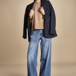 maglia girocollo over CLAUDIA GIROCOLLO CAMMELLO_NERO tenne' 