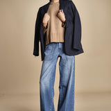 maglia girocollo over CLAUDIA GIROCOLLO CAMMELLO_NERO tenne' 