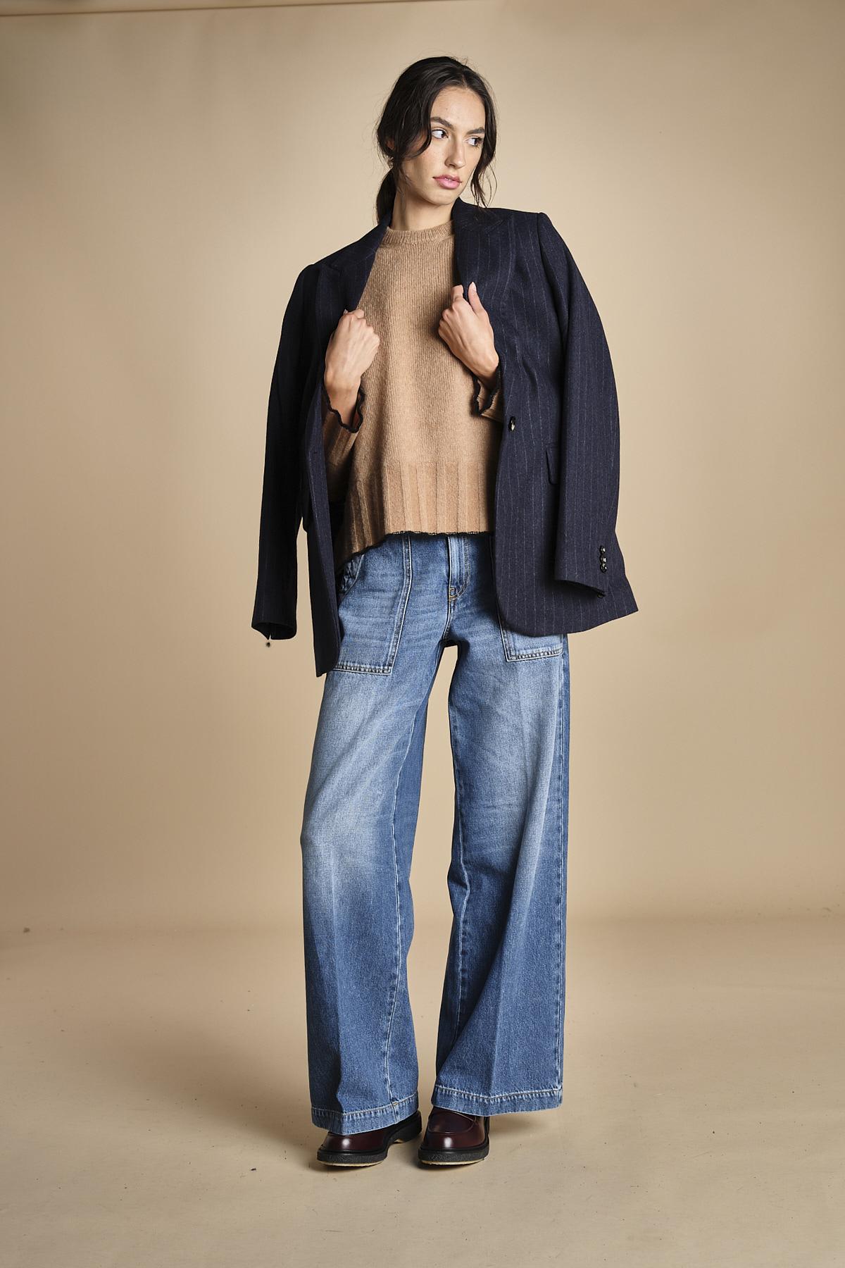 maglia girocollo over CLAUDIA GIROCOLLO CAMMELLO_NERO tenne' 