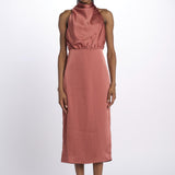 Abito SOLANGE midi scollo dietro 12248047 TERRACOTTA malina 