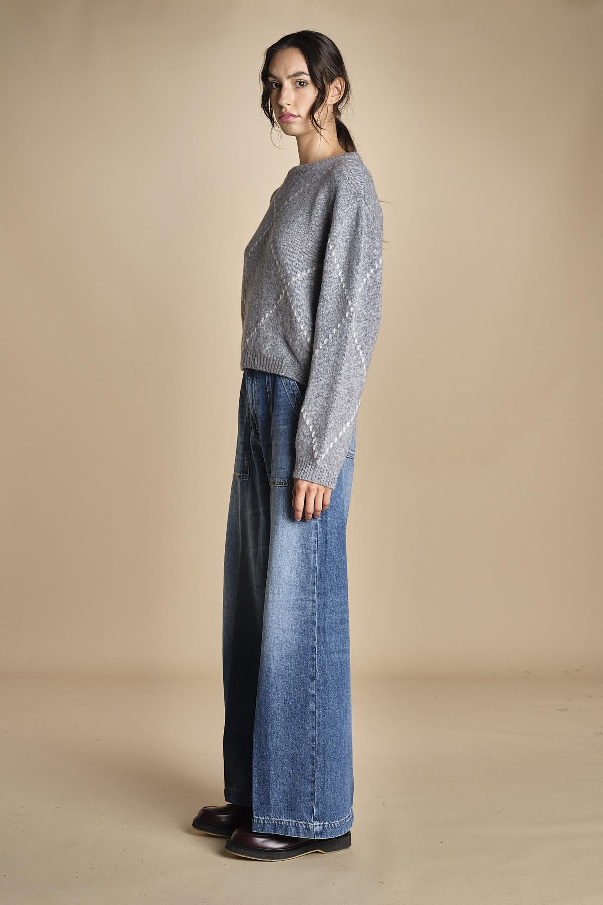 maglia girocollo con rombi CORNELIA GRIGIO tenne' 