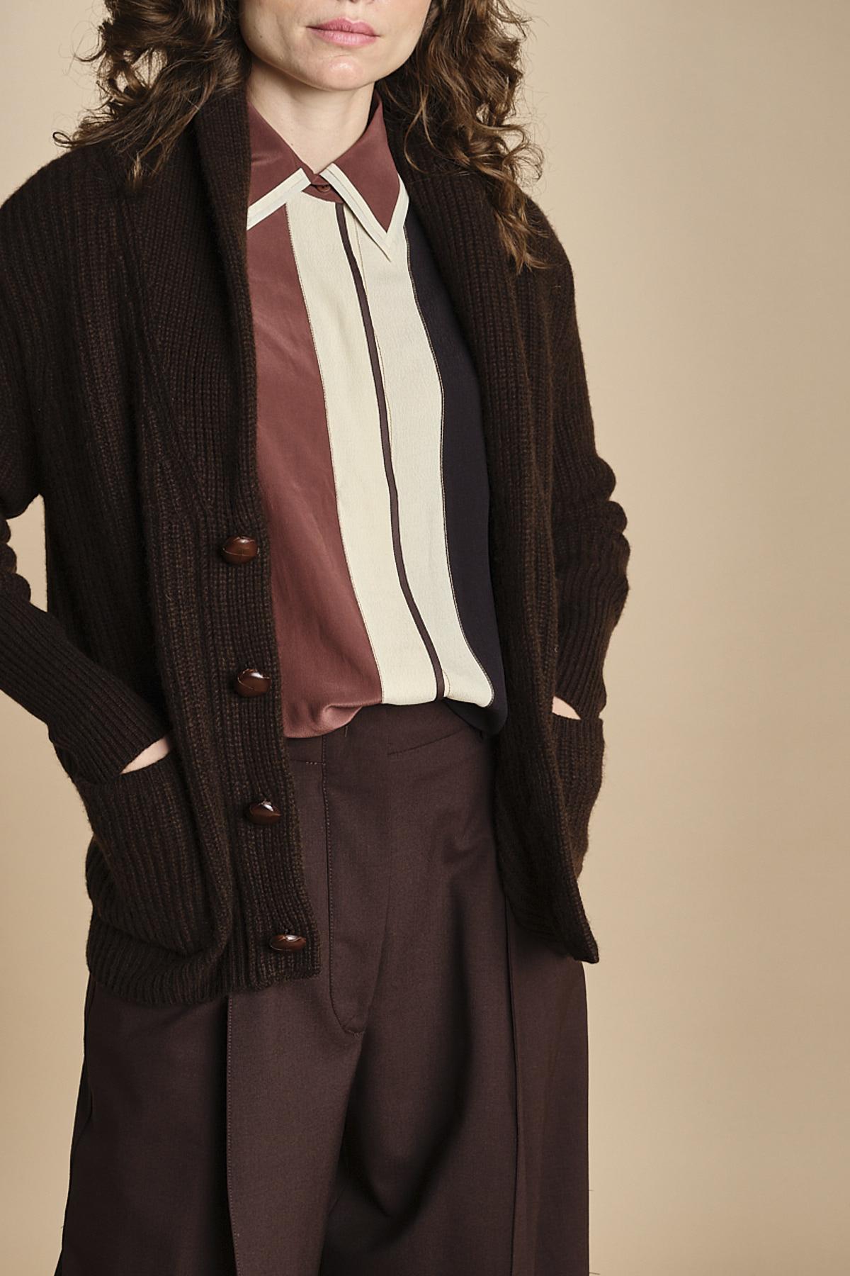 camicia con collo a pannelli BL_3261T BROWN bodice 