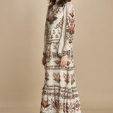 avito lungo con stampa cuori e rouches MAJESTIC HEARTS 346167 CREAM farm rio 