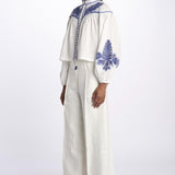 Camicia ZILLENO m/l ricamo foglie ZILLENO WHITE scarlett poppies 