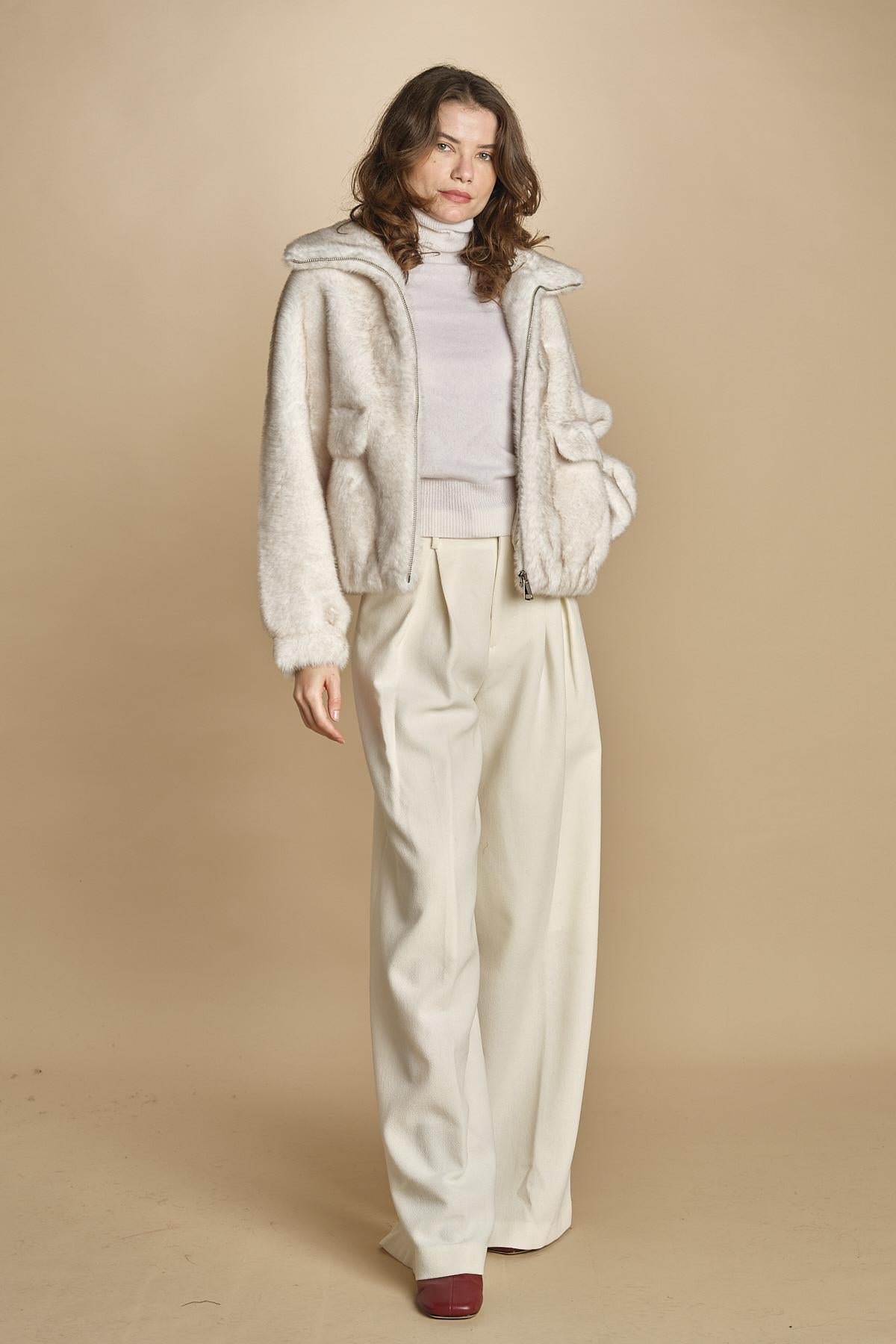 bomber in ecofur. ALBA ECRU giovanni paris 