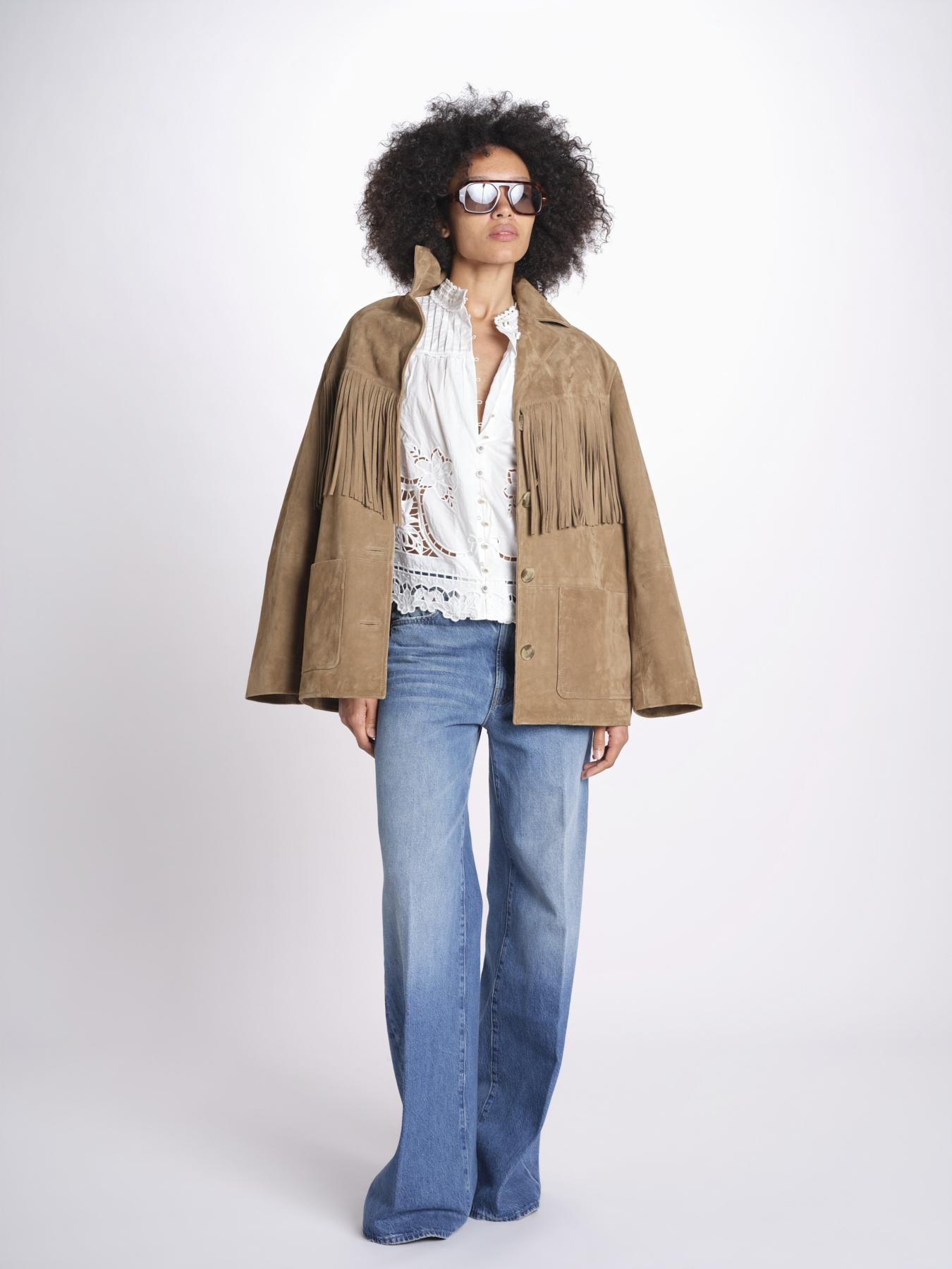 camicia con ricami fiori e nervature 351181 OFF-WHITE L0025 farm rio 