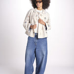 giacca manica lunga a righe 7WS-83S BEIGE.WHITE STRIPES payal pratap 