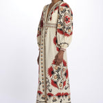 Abito lungo CASHEW MANDALA  stampa fiori 328978 CREAM farm rio 