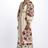 Abito lungo CASHEW MANDALA  stampa fiori 328978 CREAM farm rio 