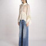 camicia over con pizzo DECCALA IVORY mes demoiselles 