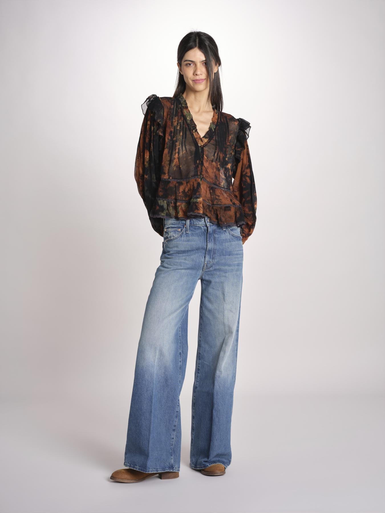 Camicia stampata con rouches LLAOLLAO MULTICOLR mes demoiselles 