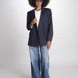 ZINIA blazer doppiopetto in fresco di lana ZINIA COOL WOOL BLU true avenue 