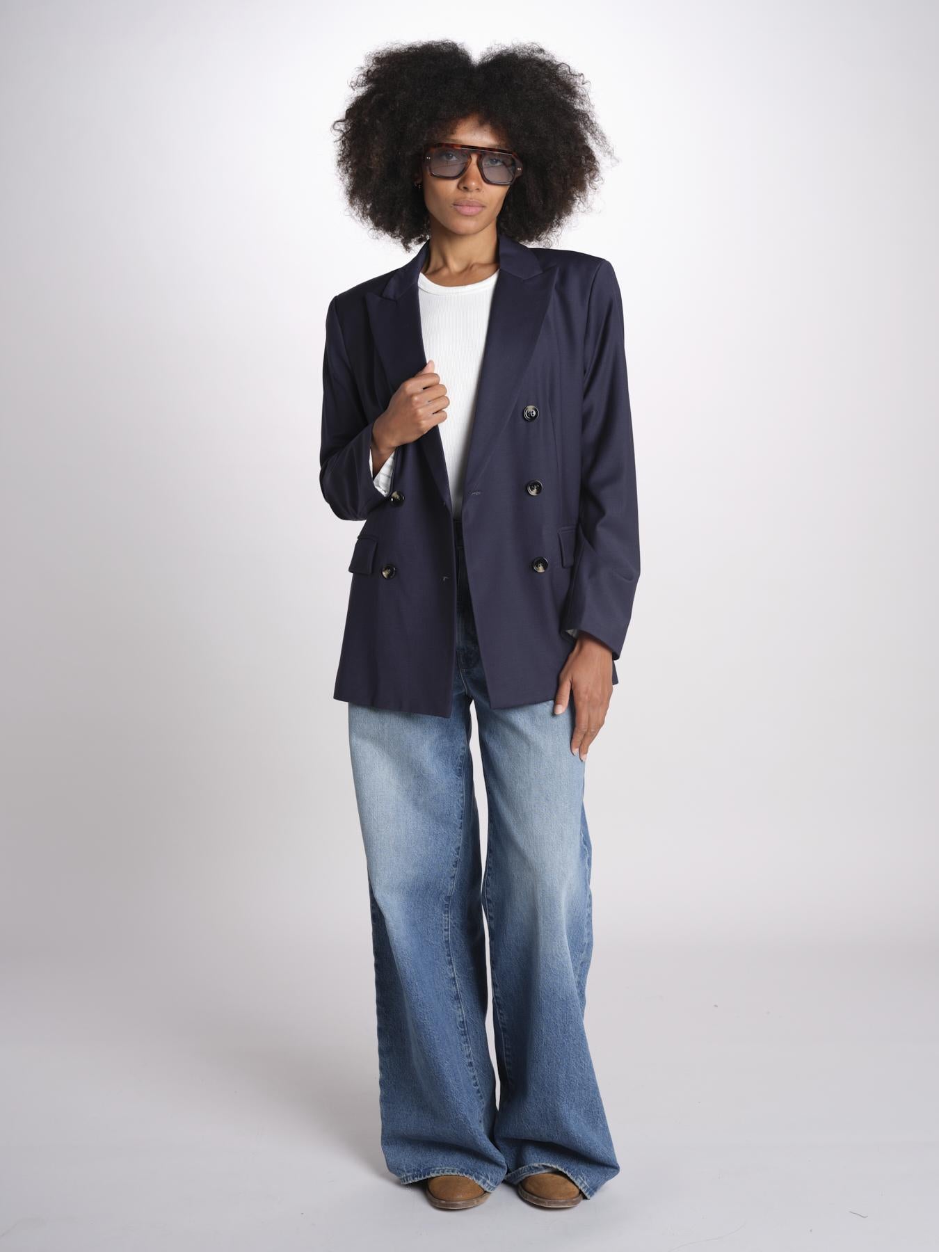 ZINIA blazer doppiopetto in fresco di lana ZINIA COOL WOOL BLU true avenue 