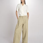 pantalone in canvas con pinces B042-02152-1186 KAKI CHIARO n21 