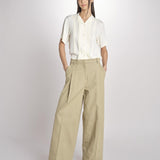 pantalone in canvas con pinces B042-02152-1186 KAKI CHIARO n21 