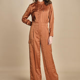 tuta in raso con zip CARMY PRALINE ba&sh 