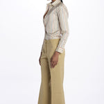 Pantalone MELODY D cropped cotone tinto capo MELODYD408801 12 quelledue 