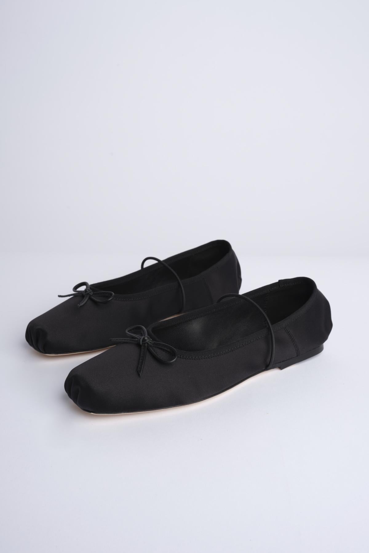 MIGNON ballerina in raso con punta quadrata F846SE1 BLK studio AMELIA 