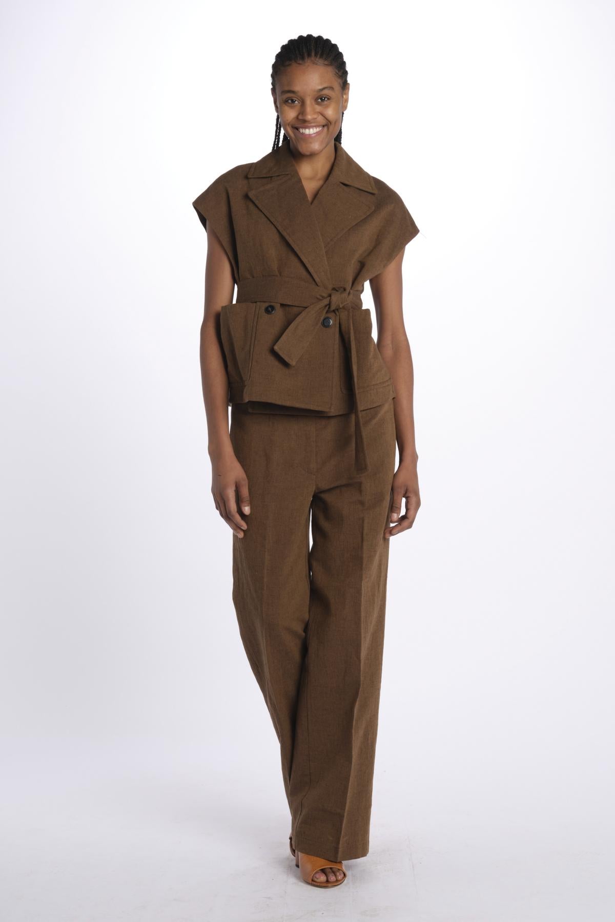 Pantalone lino 7128 25784 690 pomandère 
