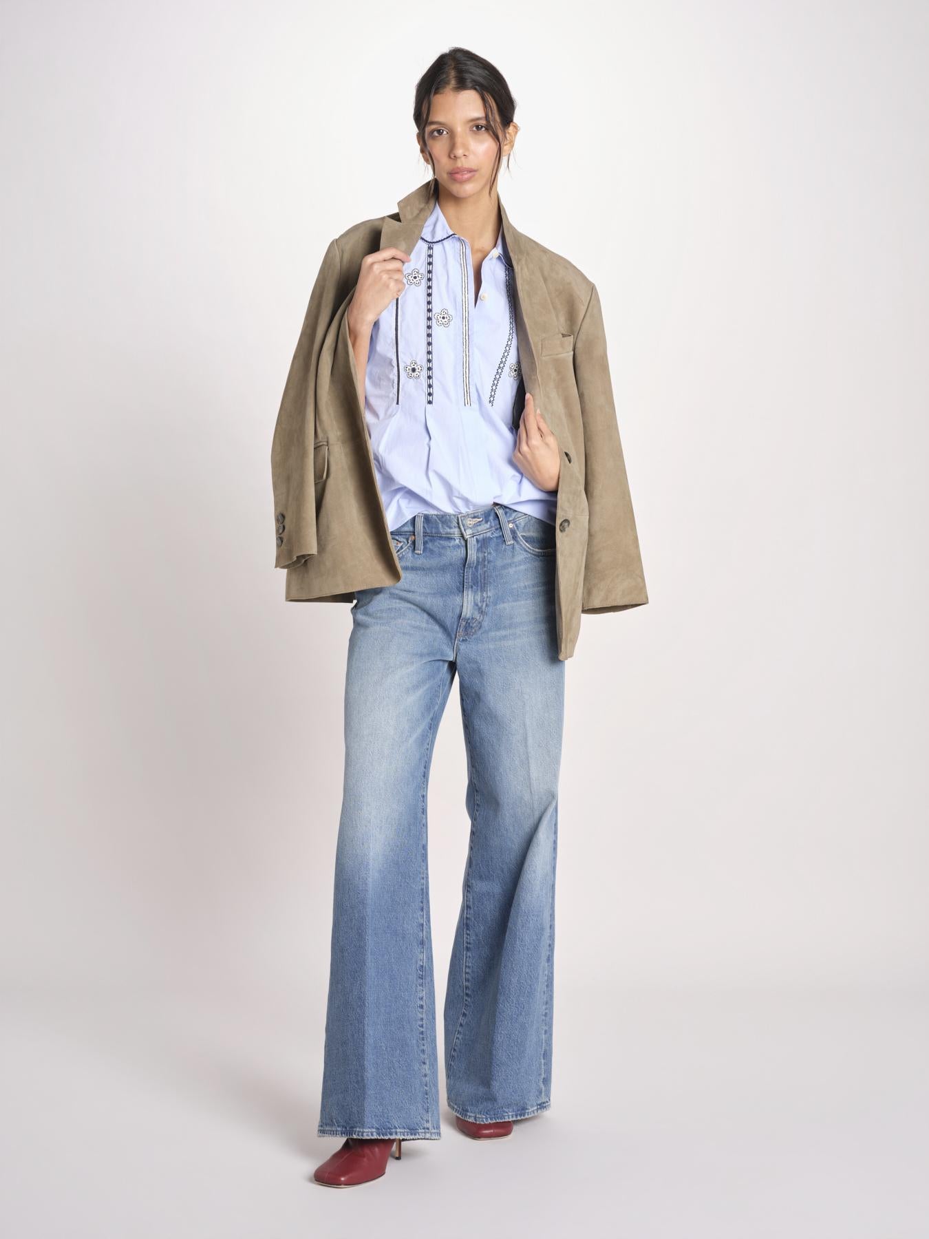 camicia con plastron ricamato SAVOY BLUE jupe by jackie 