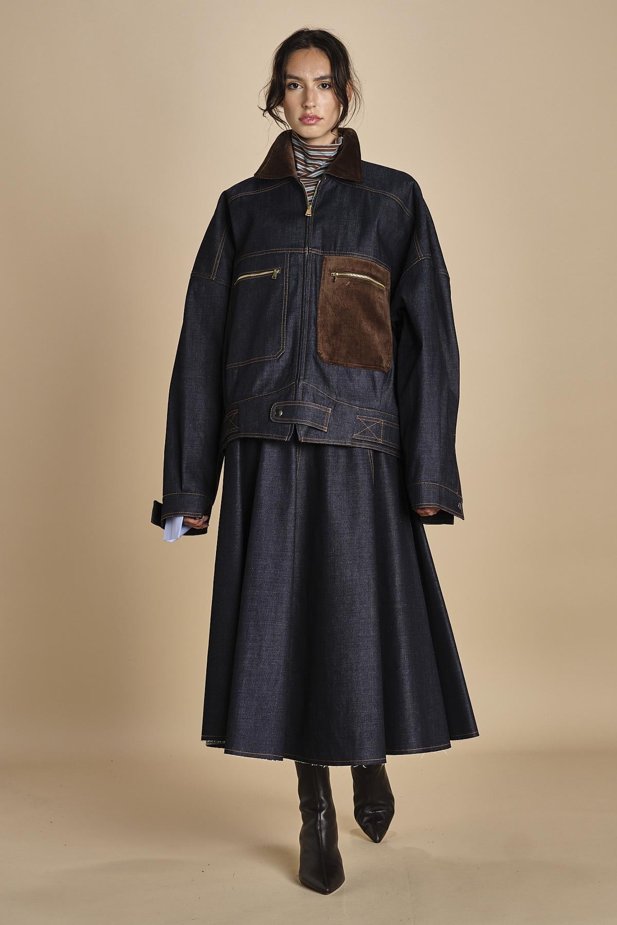 CARLO BOMBER giubbotto in denim MJD507_mr0710 BLUE JEANS WBK jejia 