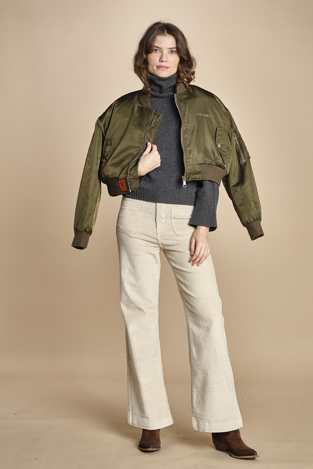 pantalone a zampa con taschine FAUVE WX BEIGE fam 