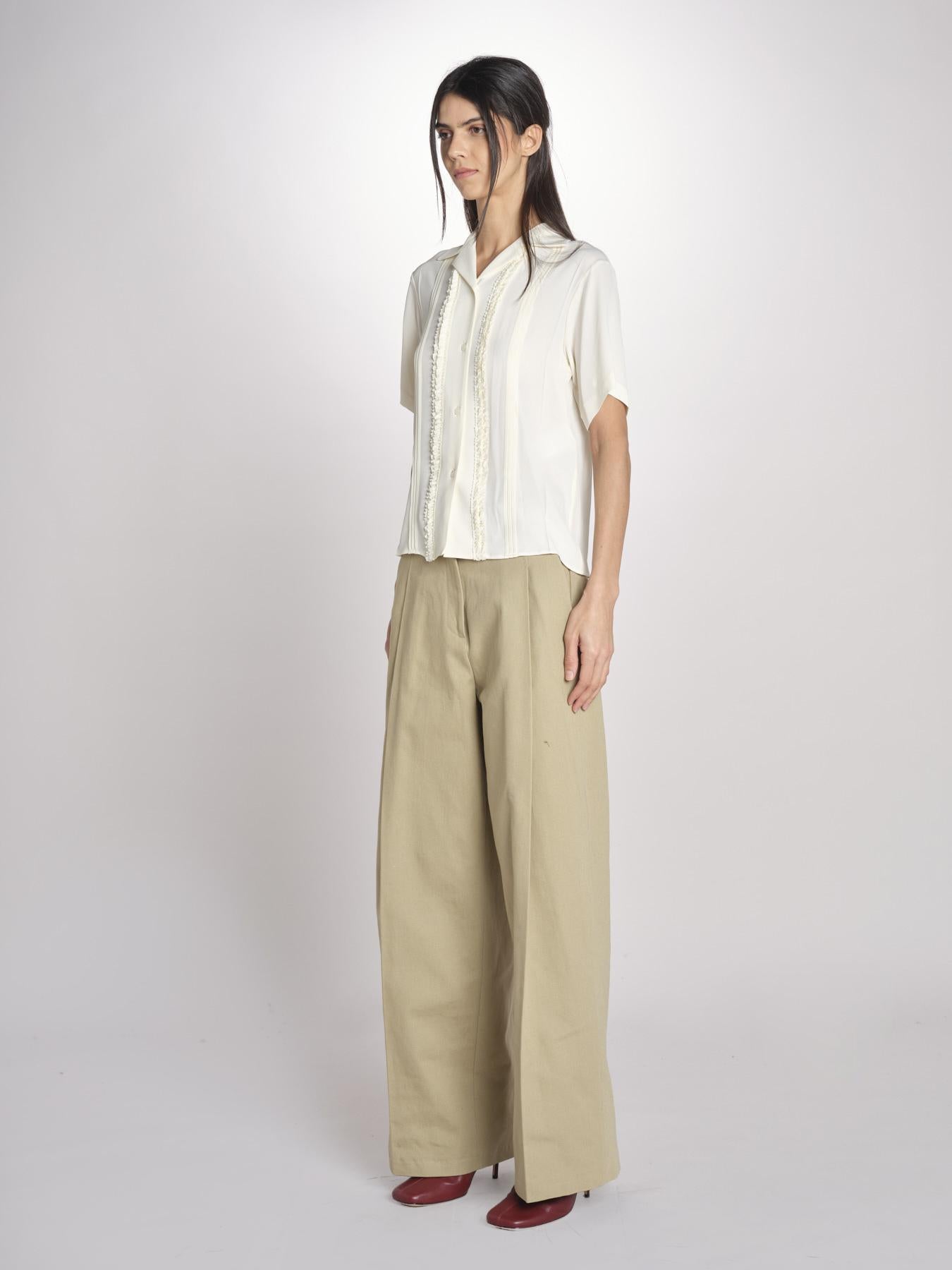 camicia m/c con rouches G061-5111-1108 ECRU n21 