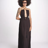 abito lungo scollo e nodo CORALBLK NOIR laraethnics 