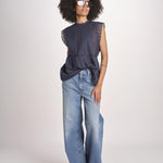 top in voille con pizzo THE SONNET TOP T1473435L NAVY the GREAT 