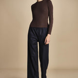 pantalone con elastico in punto milano PENSIL BLU NAVY true avenue 