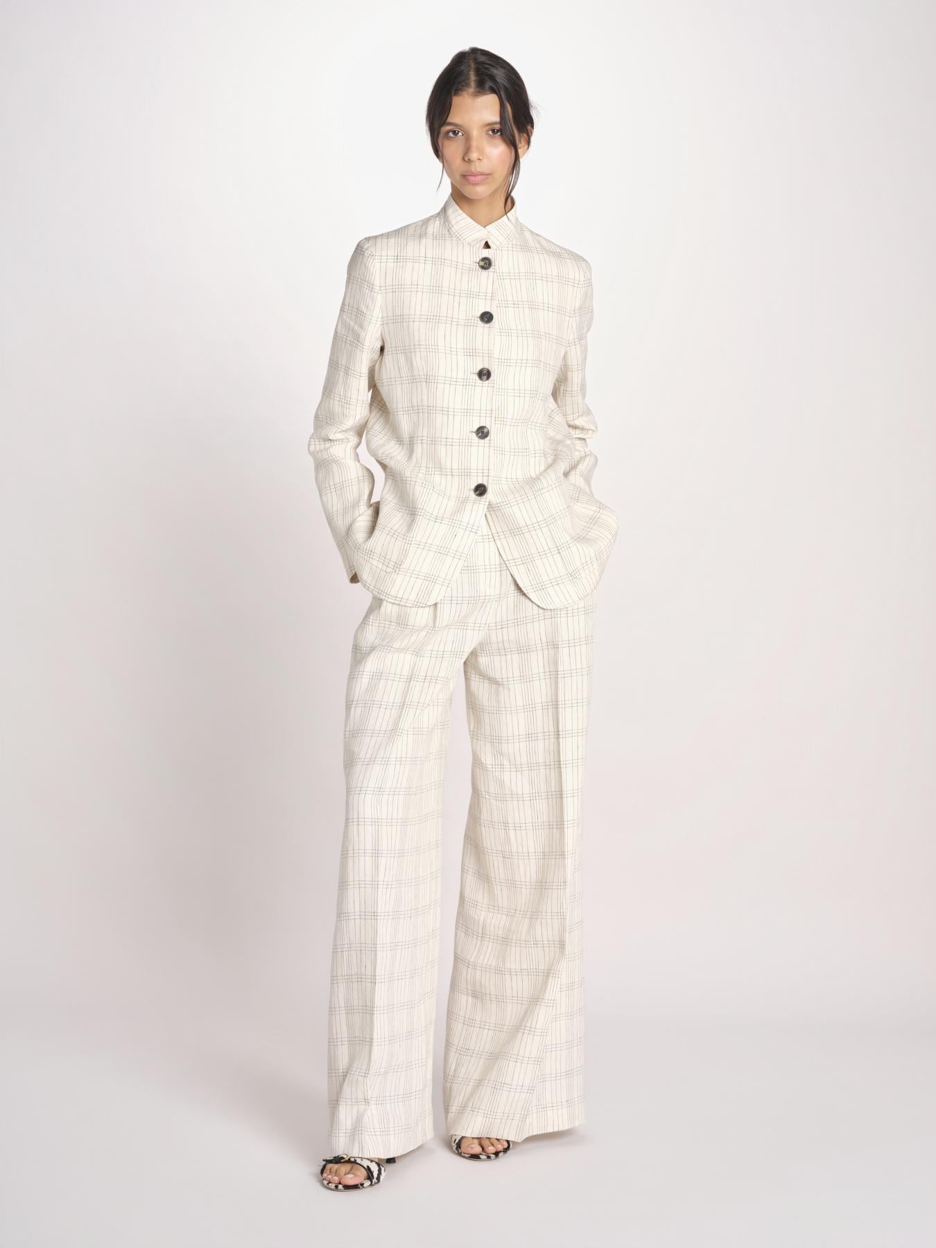 giacca guru lino a quadri BERYL33113 10047 7 quelledue 