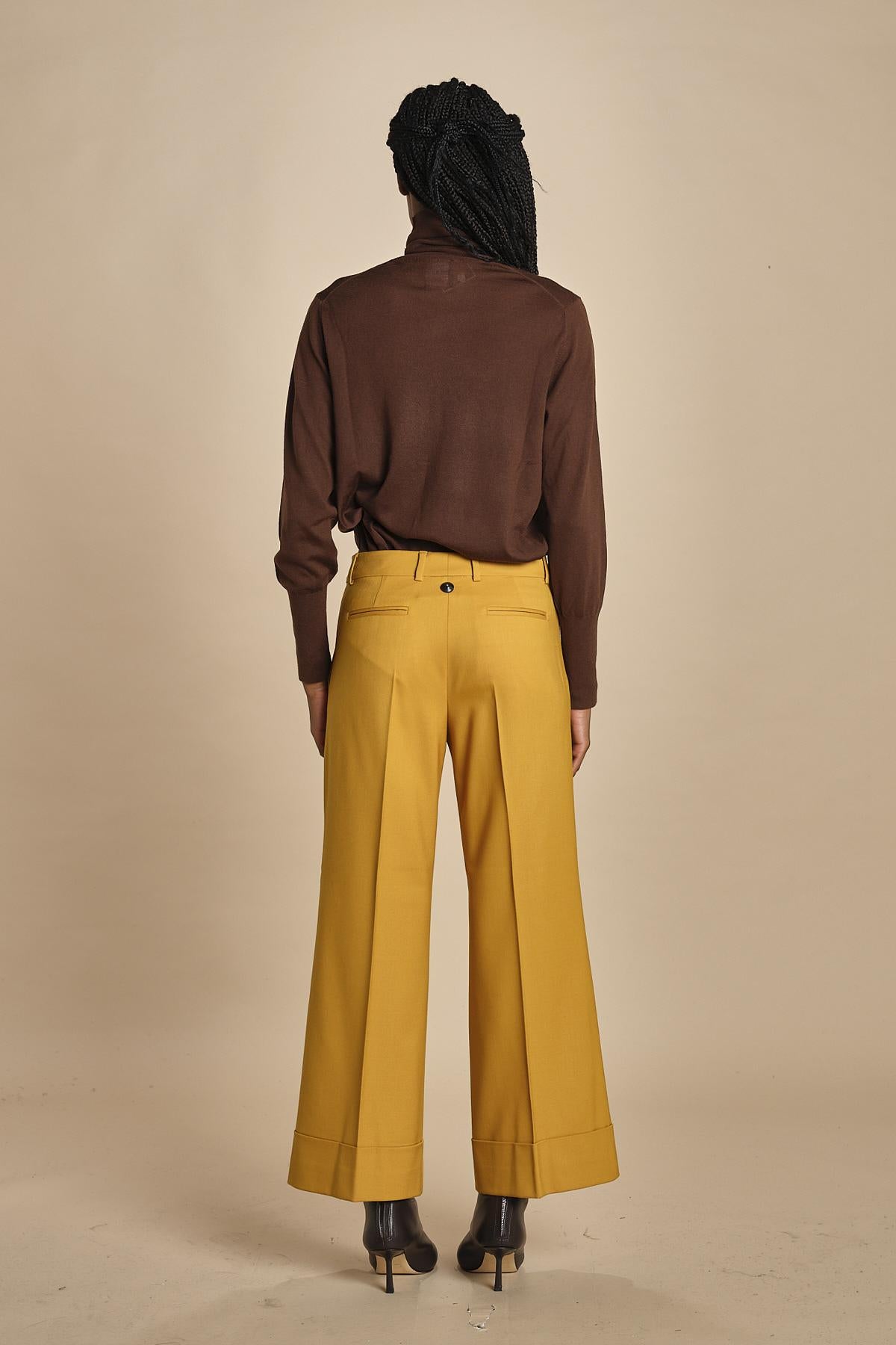 pantalone cropped con risvolto in gabardina MELODIA 652339 45 quelledue 