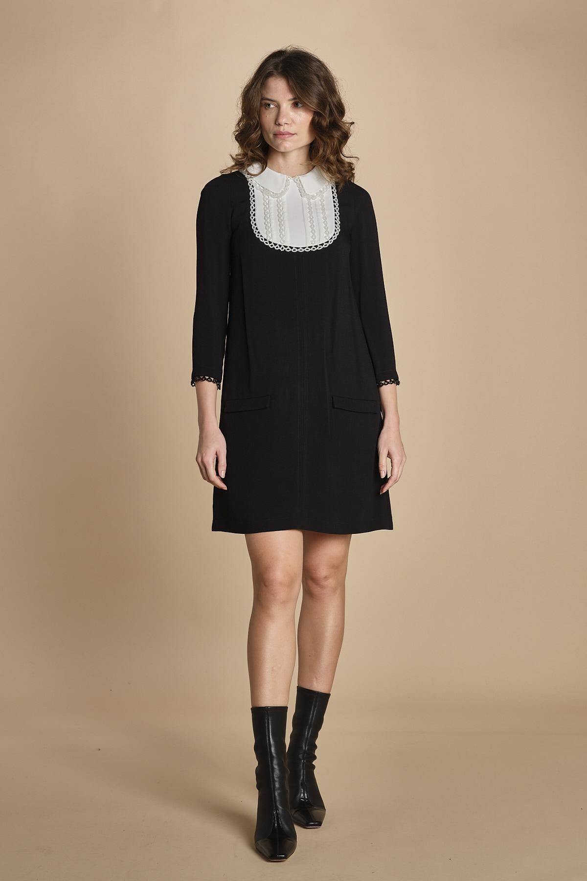 miniabito con plastron a contrasto H021-5075-9000 NERO n21 